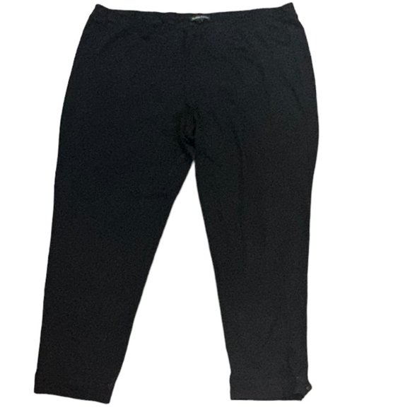 Women's Eileen Fisher Pull On Black‎ Elastic Waist Snap Ankle Pants Size XL - Picture 1 of 6
